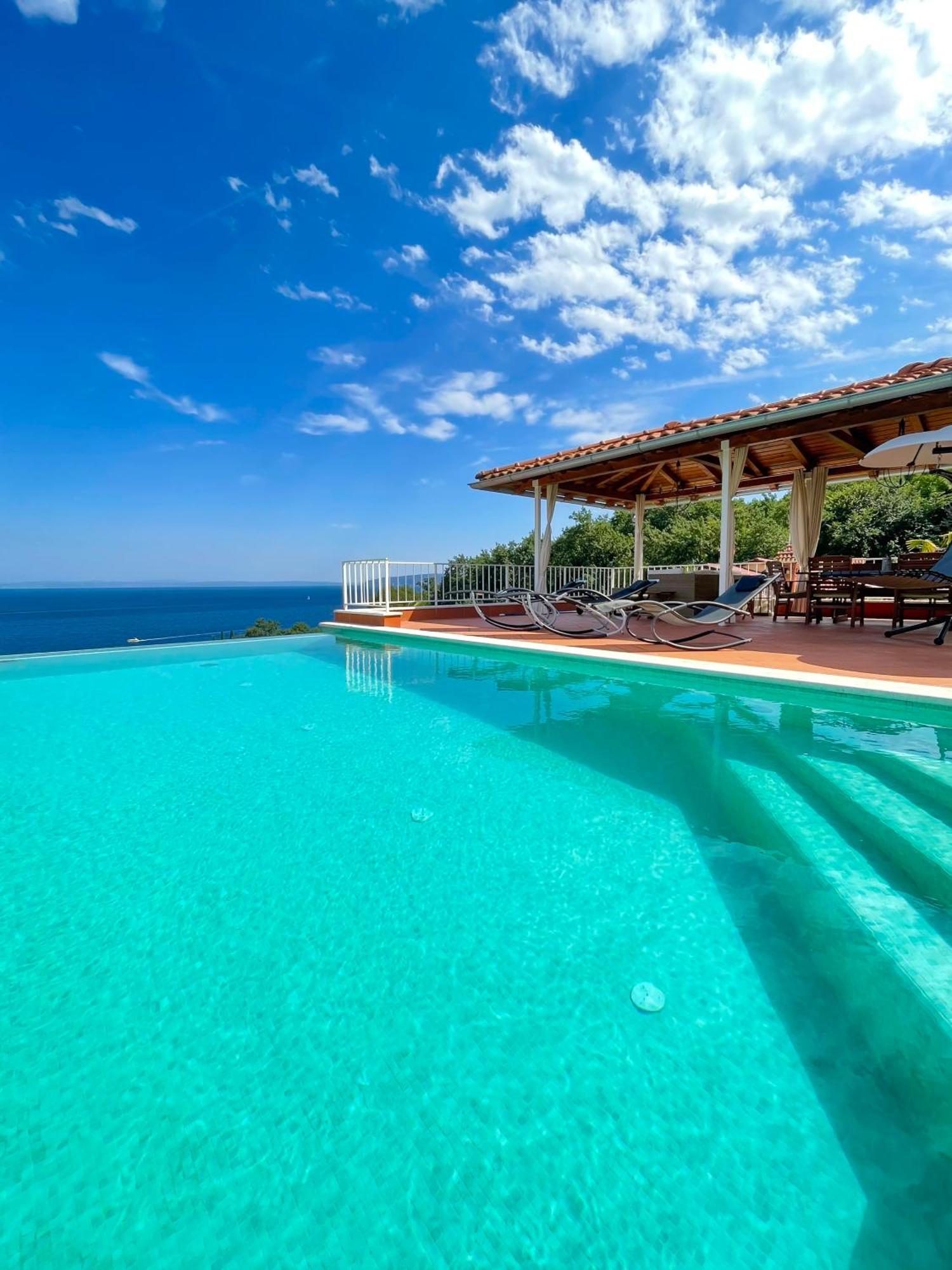 Villa Lovran, heated pool&incredible sea view Esterno foto